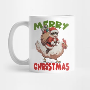 Merry Christmas - 2, Funny Cute Cat on a Chicken Mug